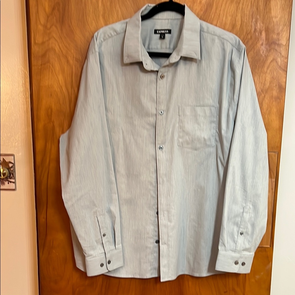 Express Light Gray Button Down Shirt XL/TG